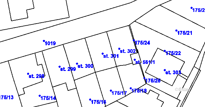 Parcela st. 301 v KÚ Březová nad Svitavou, Katastrální mapa