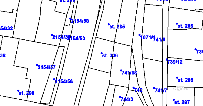 Parcela st. 306 v KÚ Březová nad Svitavou, Katastrální mapa