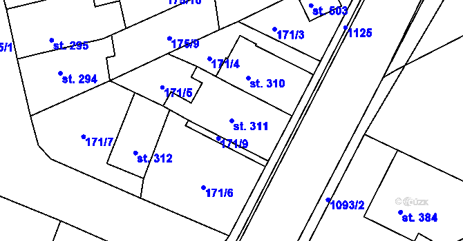 Parcela st. 311 v KÚ Březová nad Svitavou, Katastrální mapa