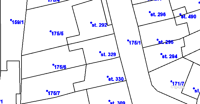 Parcela st. 329 v KÚ Březová nad Svitavou, Katastrální mapa