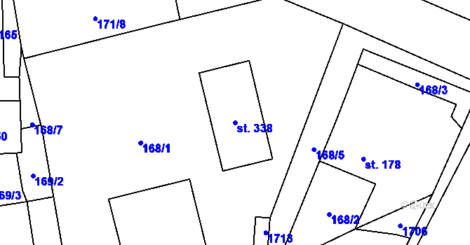 Parcela st. 338 v KÚ Březová nad Svitavou, Katastrální mapa