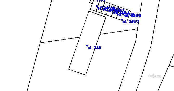 Parcela st. 345 v KÚ Březová nad Svitavou, Katastrální mapa