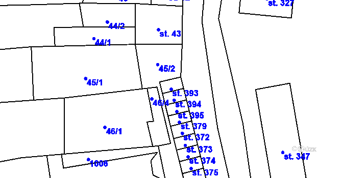 Parcela st. 393 v KÚ Březová nad Svitavou, Katastrální mapa