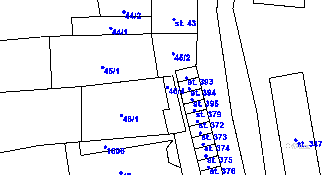 Parcela st. 46/4 v KÚ Březová nad Svitavou, Katastrální mapa
