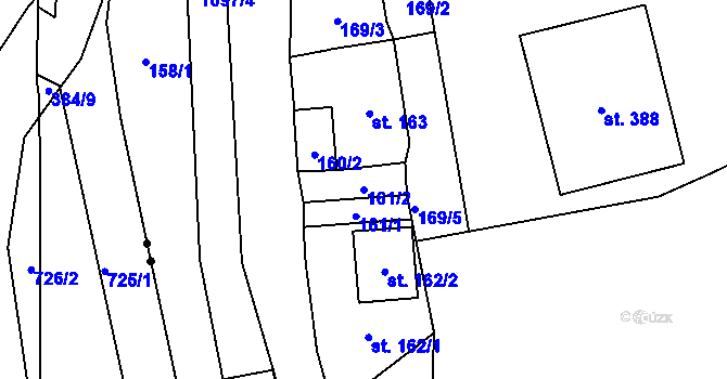 Parcela st. 161/2 v KÚ Březová nad Svitavou, Katastrální mapa