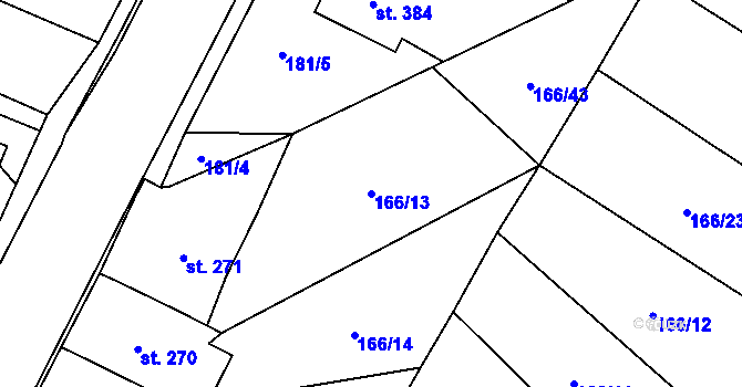 Parcela st. 166/13 v KÚ Březová nad Svitavou, Katastrální mapa