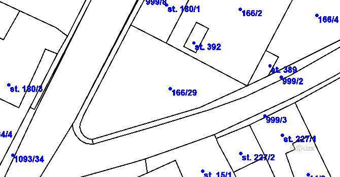 Parcela st. 166/29 v KÚ Březová nad Svitavou, Katastrální mapa