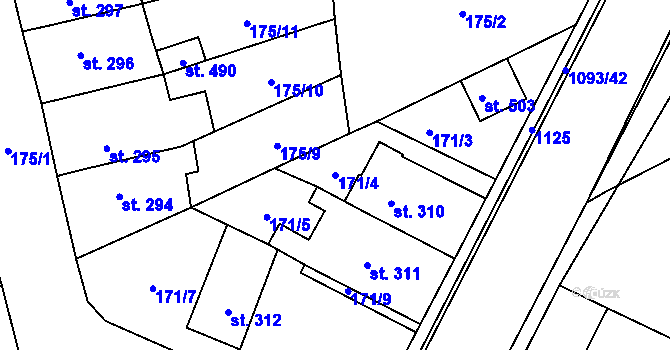Parcela st. 171/4 v KÚ Březová nad Svitavou, Katastrální mapa