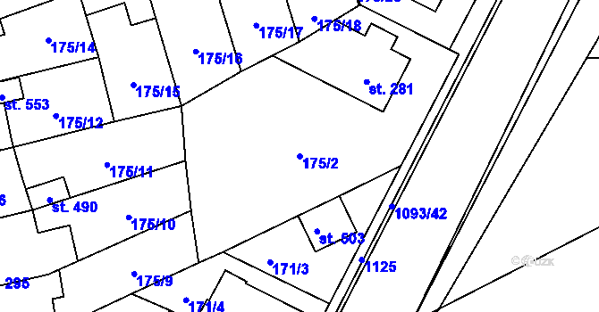 Parcela st. 175/2 v KÚ Březová nad Svitavou, Katastrální mapa