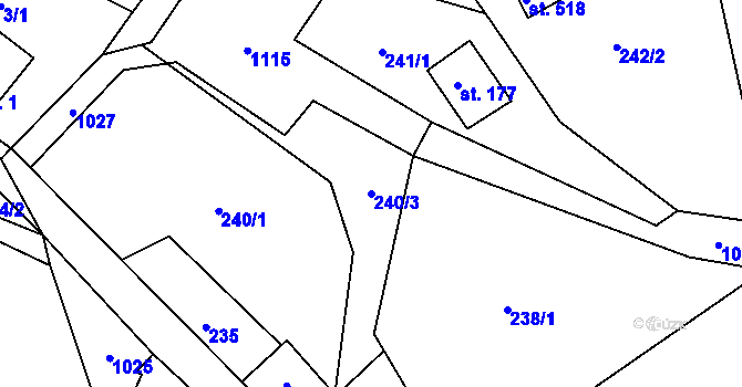 Parcela st. 240/3 v KÚ Březová nad Svitavou, Katastrální mapa