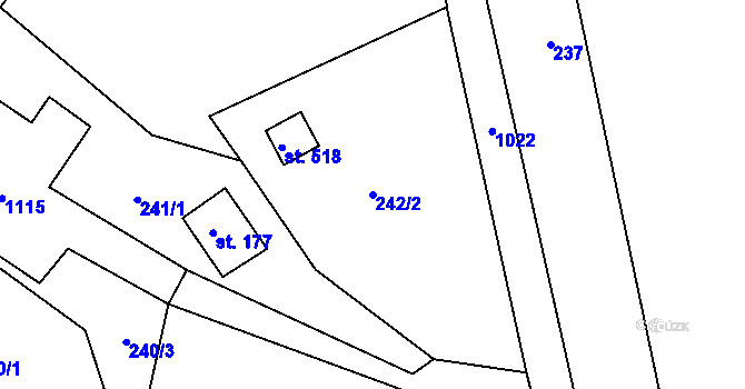 Parcela st. 242/2 v KÚ Březová nad Svitavou, Katastrální mapa