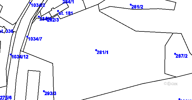 Parcela st. 281/1 v KÚ Březová nad Svitavou, Katastrální mapa
