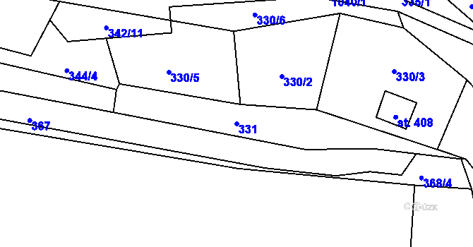 Parcela st. 331 v KÚ Březová nad Svitavou, Katastrální mapa