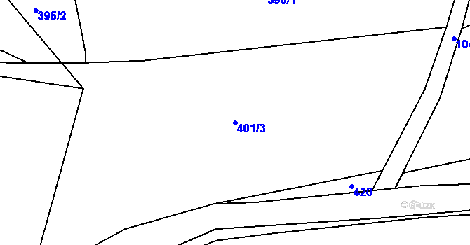 Parcela st. 401/3 v KÚ Březová nad Svitavou, Katastrální mapa