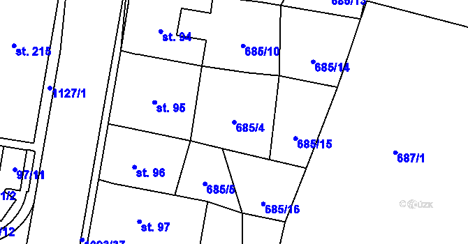 Parcela st. 685/4 v KÚ Březová nad Svitavou, Katastrální mapa