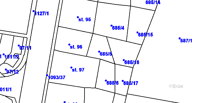 Parcela st. 685/5 v KÚ Březová nad Svitavou, Katastrální mapa