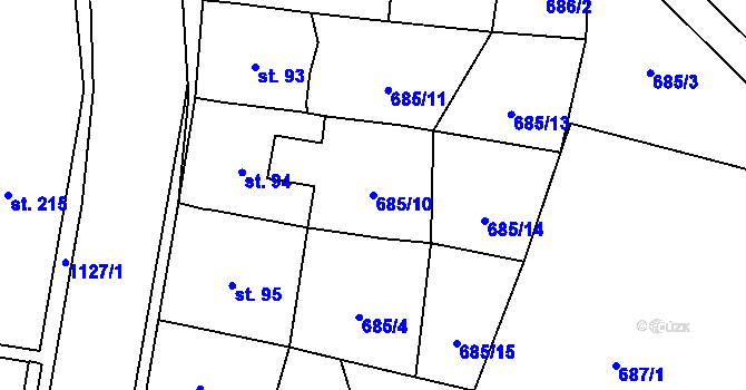 Parcela st. 685/10 v KÚ Březová nad Svitavou, Katastrální mapa
