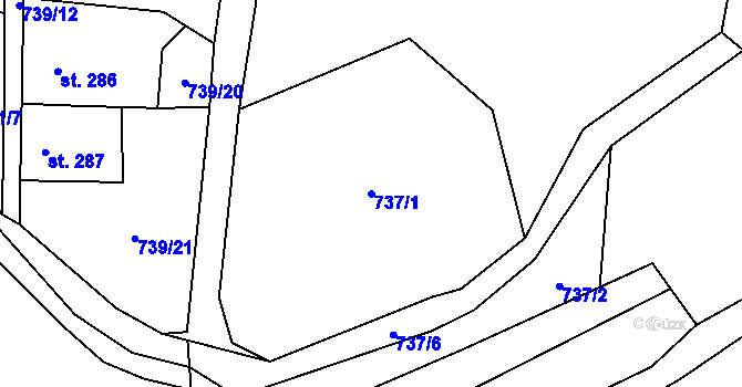 Parcela st. 737/1 v KÚ Březová nad Svitavou, Katastrální mapa