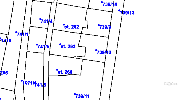 Parcela st. 739/10 v KÚ Březová nad Svitavou, Katastrální mapa