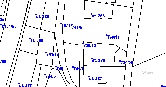 Parcela st. 739/12 v KÚ Březová nad Svitavou, Katastrální mapa