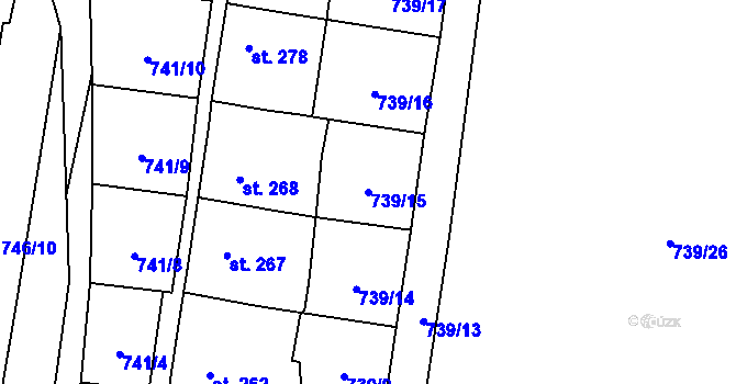 Parcela st. 739/15 v KÚ Březová nad Svitavou, Katastrální mapa