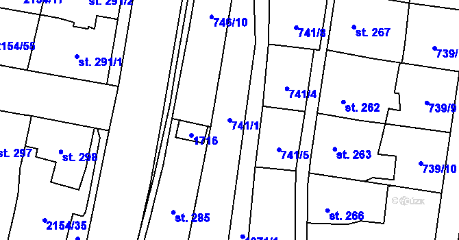 Parcela st. 741/1 v KÚ Březová nad Svitavou, Katastrální mapa