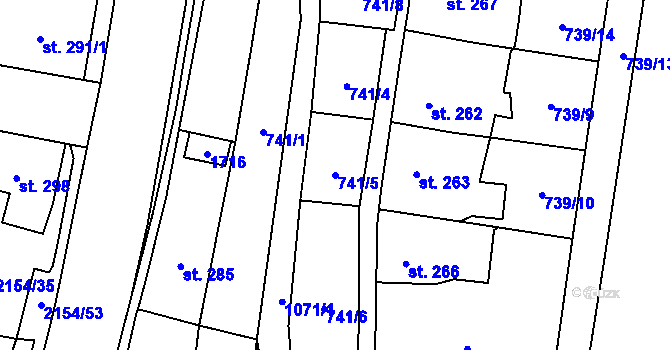 Parcela st. 741/5 v KÚ Březová nad Svitavou, Katastrální mapa