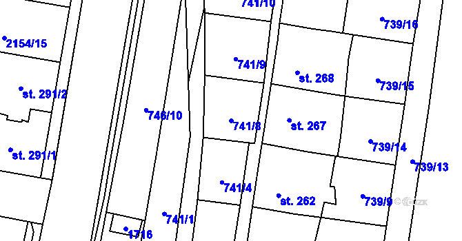 Parcela st. 741/8 v KÚ Březová nad Svitavou, Katastrální mapa