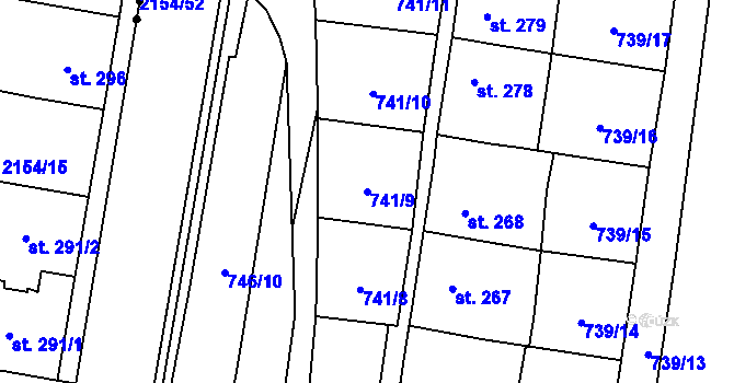 Parcela st. 741/9 v KÚ Březová nad Svitavou, Katastrální mapa