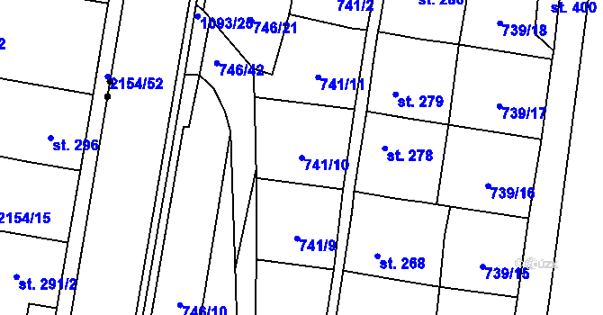 Parcela st. 741/10 v KÚ Březová nad Svitavou, Katastrální mapa