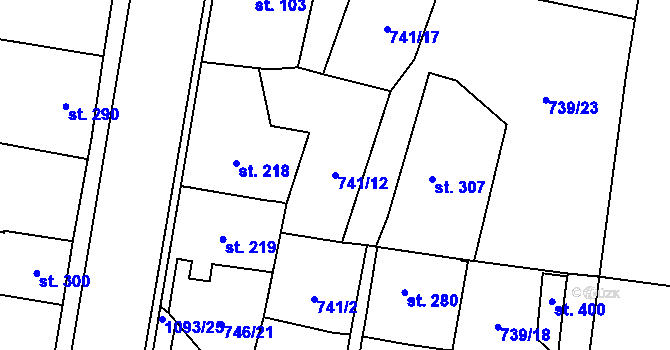 Parcela st. 741/12 v KÚ Březová nad Svitavou, Katastrální mapa