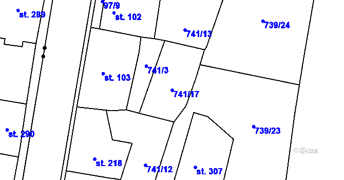 Parcela st. 741/17 v KÚ Březová nad Svitavou, Katastrální mapa