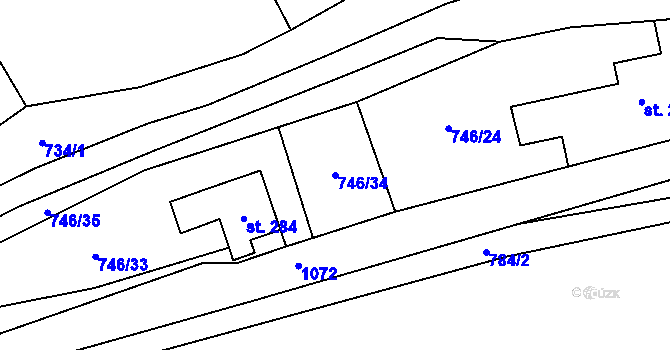Parcela st. 746/34 v KÚ Březová nad Svitavou, Katastrální mapa