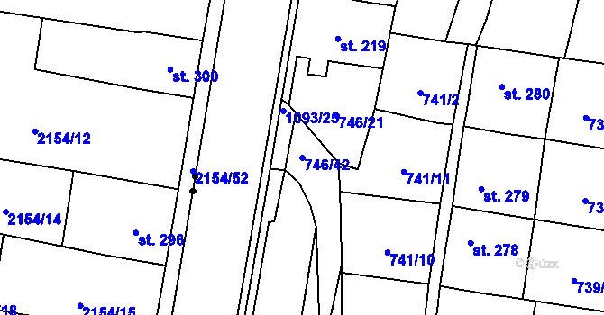 Parcela st. 746/42 v KÚ Březová nad Svitavou, Katastrální mapa