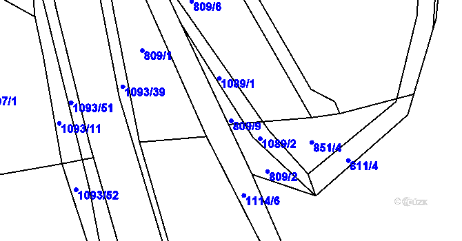 Parcela st. 809/9 v KÚ Březová nad Svitavou, Katastrální mapa