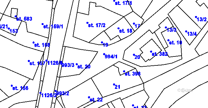Parcela st. 994/1 v KÚ Březová nad Svitavou, Katastrální mapa