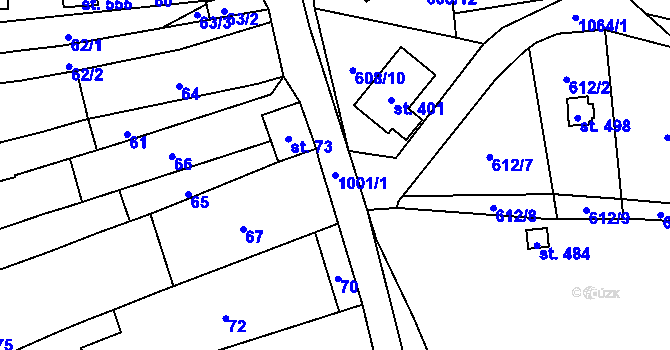 Parcela st. 1001/1 v KÚ Březová nad Svitavou, Katastrální mapa