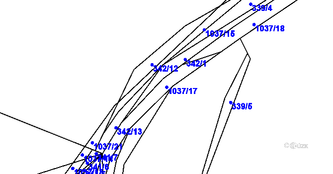 Parcela st. 1037/17 v KÚ Březová nad Svitavou, Katastrální mapa