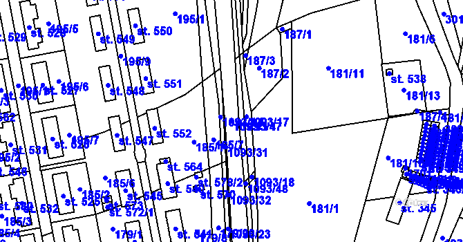 Parcela st. 1093/1 v KÚ Březová nad Svitavou, Katastrální mapa