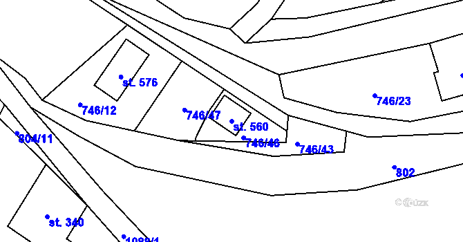 Parcela st. 560 v KÚ Březová nad Svitavou, Katastrální mapa