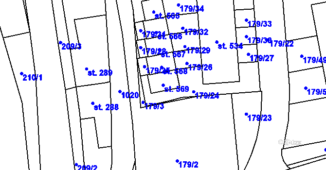 Parcela st. 569 v KÚ Březová nad Svitavou, Katastrální mapa