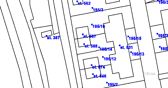 Parcela st. 588 v KÚ Březová nad Svitavou, Katastrální mapa