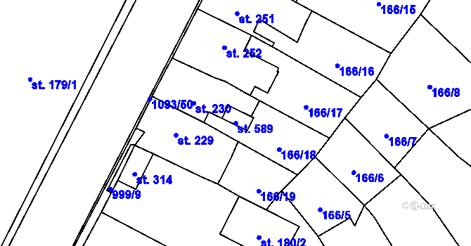 Parcela st. 589 v KÚ Březová nad Svitavou, Katastrální mapa