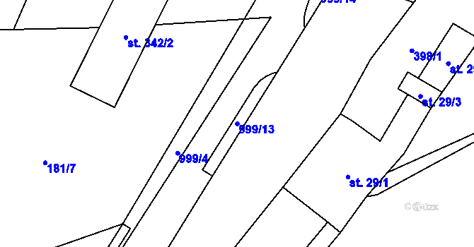 Parcela st. 999/13 v KÚ Březová nad Svitavou, Katastrální mapa