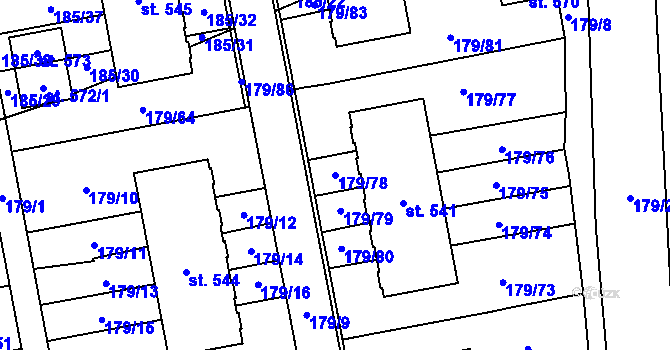 Parcela st. 179/78 v KÚ Březová nad Svitavou, Katastrální mapa