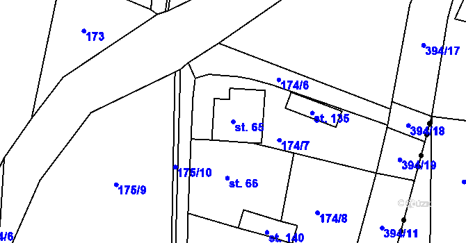 Parcela st. 65 v KÚ Česká Dlouhá, Katastrální mapa