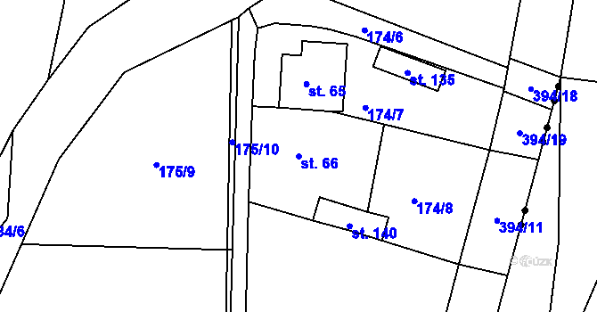 Parcela st. 66 v KÚ Česká Dlouhá, Katastrální mapa