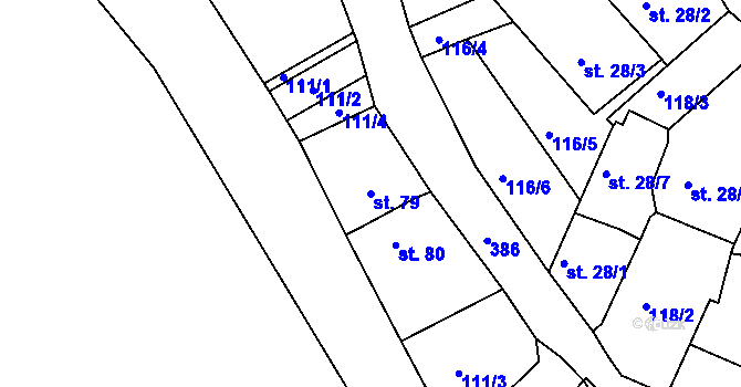 Parcela st. 79 v KÚ Česká Dlouhá, Katastrální mapa