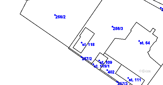 Parcela st. 118 v KÚ Česká Dlouhá, Katastrální mapa