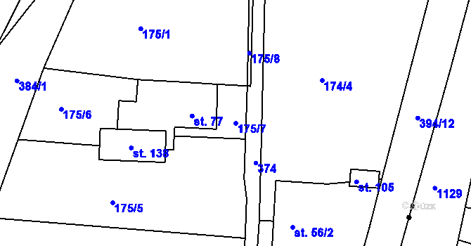 Parcela st. 175/7 v KÚ Česká Dlouhá, Katastrální mapa